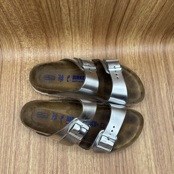 Birkenstock Arizona Soft Footbed Womens Sandals EU 36 US 5 Metallic Silver - Picture 9 of 9